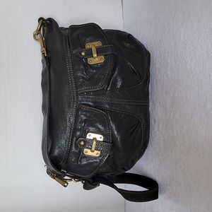 Fossil black leather shoulder handbag